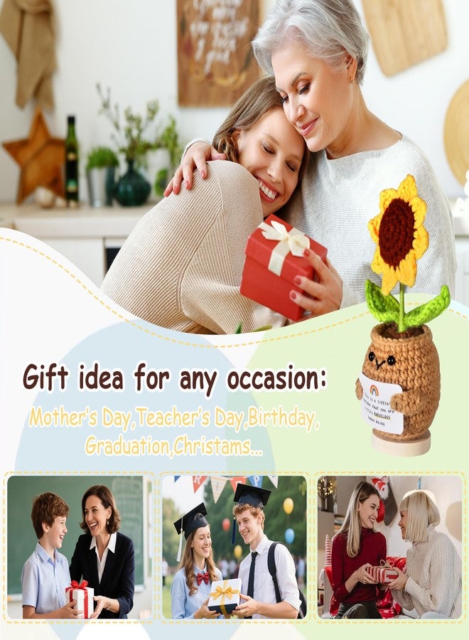 NIMeng Christmas Gifts for Women Positive Crochet Sunflower Christmas Birthday Graduation Thanksgiving Easter Gifts For Women Friend Teachers Nurse Mom Coworker - Image 4